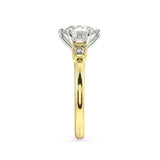 ARTELIA SIGNATURE YELLOW GOLD EMERALD CUT DIAMOND TRILOGY ENGAGEMENT RING