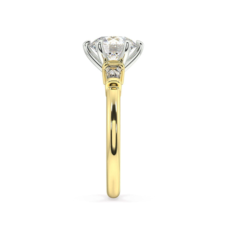 ARTELIA SIGNATURE YELLOW GOLD EMERALD CUT DIAMOND TRILOGY ENGAGEMENT RING - Artelia Jewellery