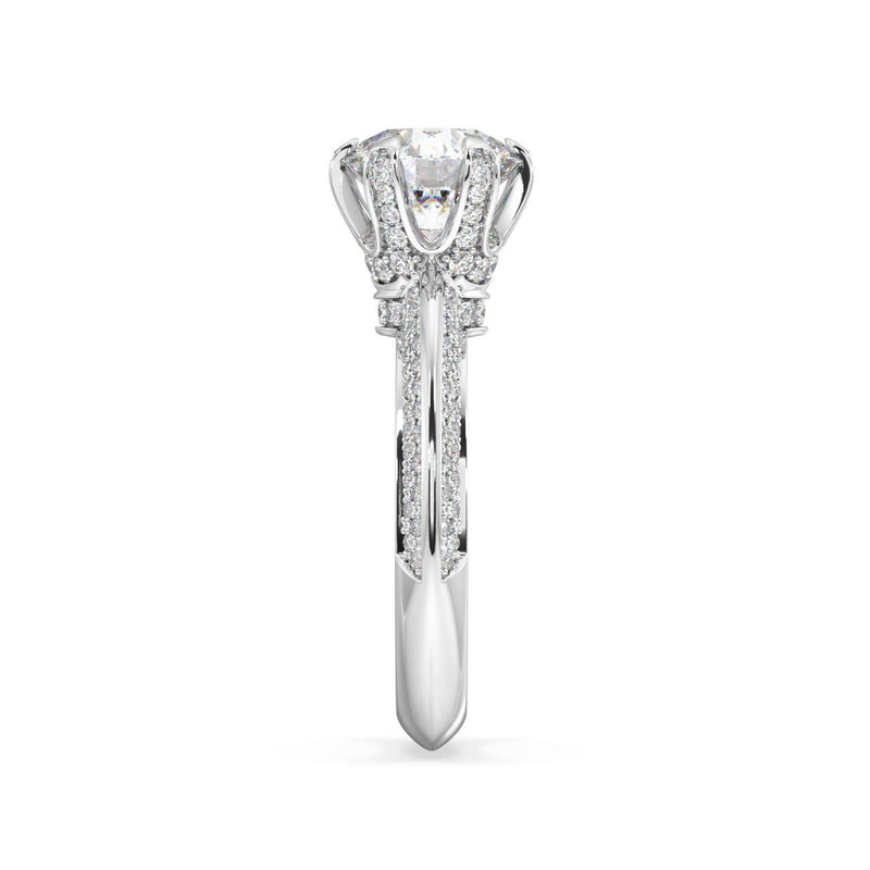 Round Diamond Solitaire with side diamonds (Crown Design)