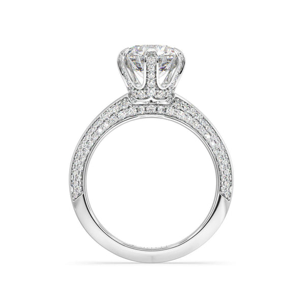Round Diamond Solitaire with side diamonds (Crown Design) - Artelia Jewellery