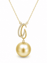 South Sea Pearl and Diamond Necklace in 18K Yellow Gold