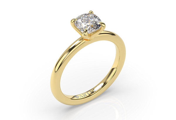 Cushion Cut lab diamond solitaire engagement ring