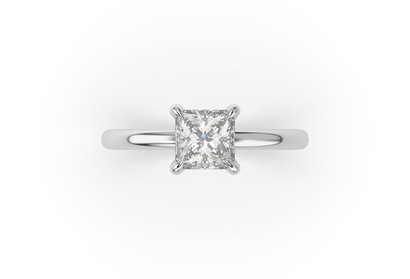 Princess Cut Lab Grown Diamond Solitaire Proposal Engagement Ring