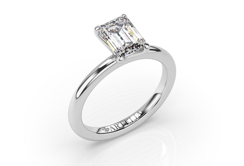 Emerald Cut Diamond Solitaire Proposal Engagement Ring