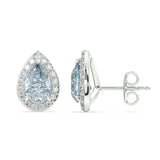 Aquamarine and Diamond Halo Earrings