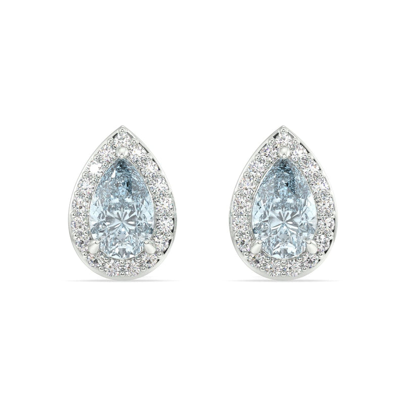 Aquamarine and Diamond Halo Earrings