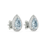 Aquamarine and Diamond Halo Earrings