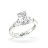 Emerald cut and Baguette Lab Grown diamond Engagement Ring