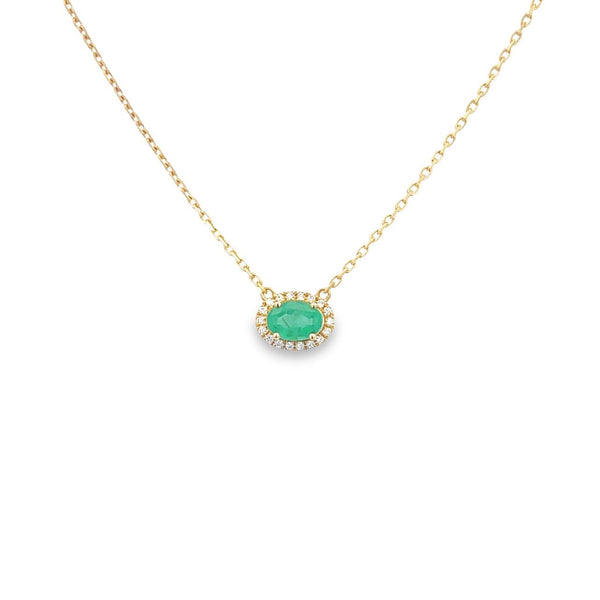 18K Yellow Gold Emerald & Diamond Necklace - Artelia Jewellery