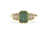 18K Yellow Gold Emerald Cut Emerald and Diamond Ring