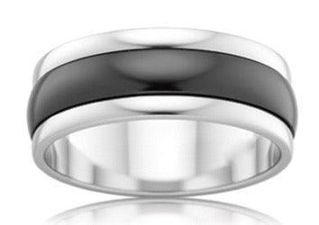 Bradley Black zirconium and white gold ring - Artelia Jewellery