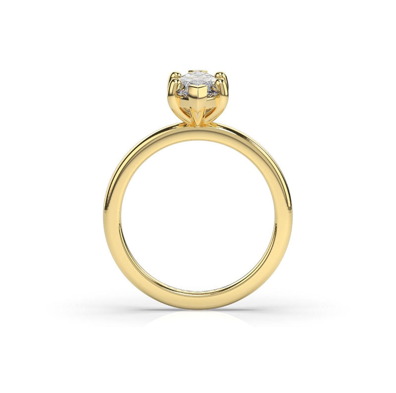 18K yellow gold marquise diamond solitaire engagement ring with 6 claws