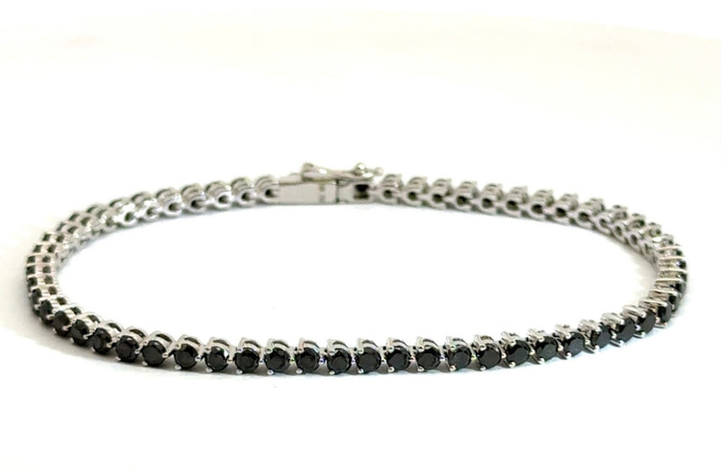 3.55ct Black Diamond Tennis Bracelet in 18K White Gold