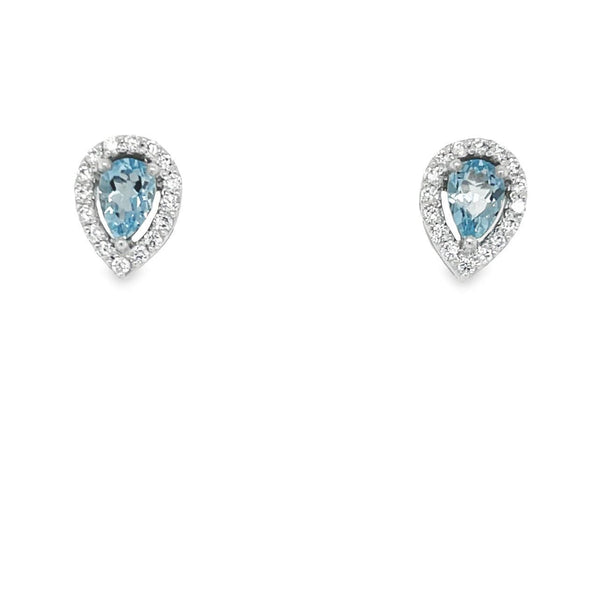 18K White Gold Aquamarine & Diamond Earrings - Artelia Jewellery