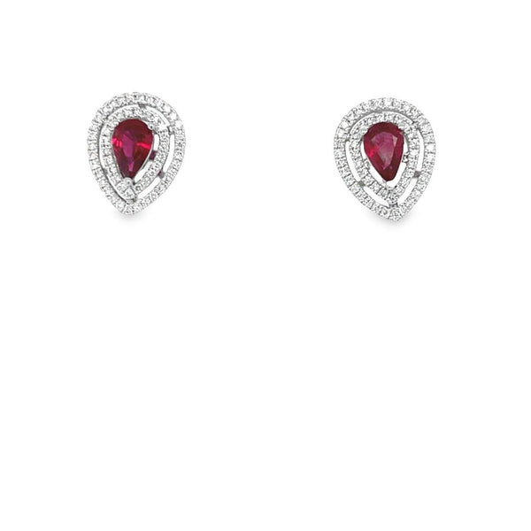 18K White Gold Ruby & Diamond earrings - Artelia Jewellery