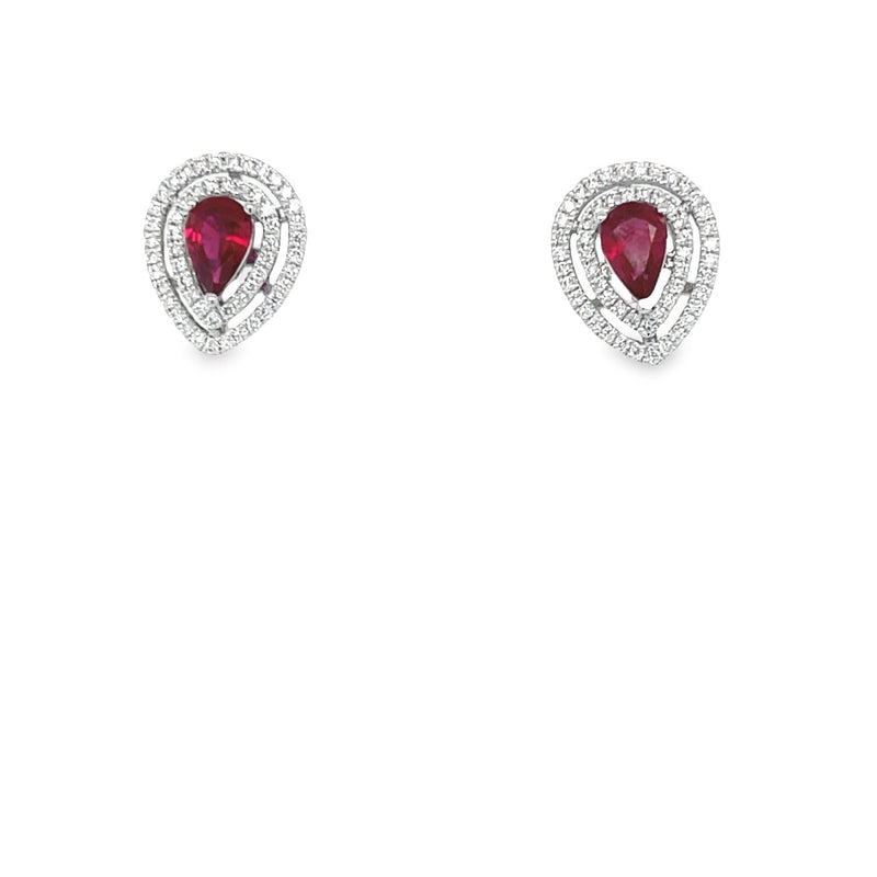18K White Gold Ruby & Diamond earrings
