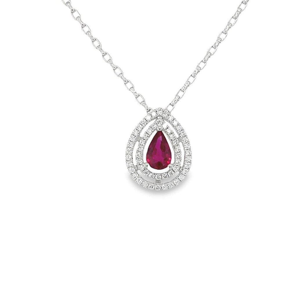 gorgeous ruby pendant. take your style up by adorning... 18K White Gold Ruby & Diamond Pendant | Artelia