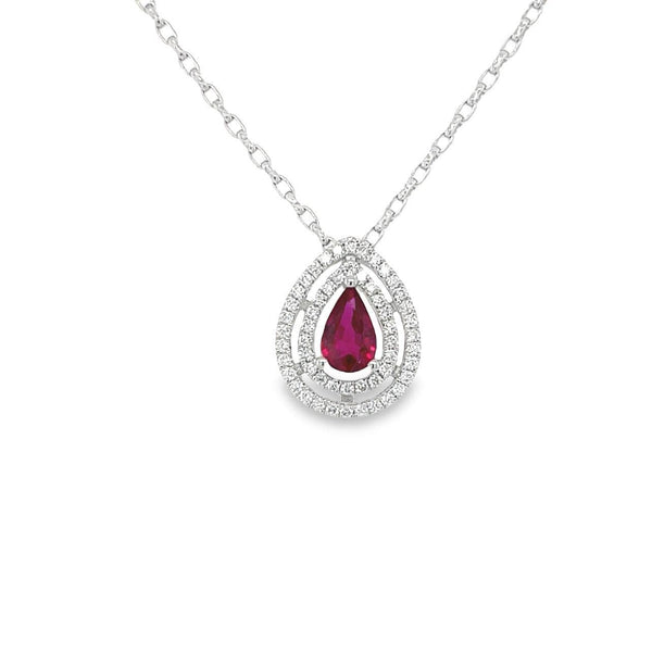 18K White Gold Ruby & Diamond Pendant - Artelia Jewellery