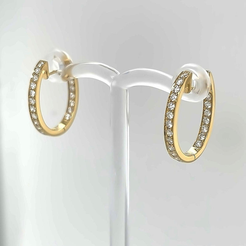 18K Yellow Gold Diamond Hoop Earrings - Artelia Jewellery
