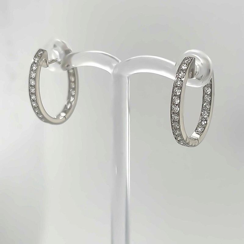 18K White Gold Diamond Hoop Earrings - Artelia Jewellery
