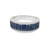 18K White Gold Pave Sapphire & Diamond Ring