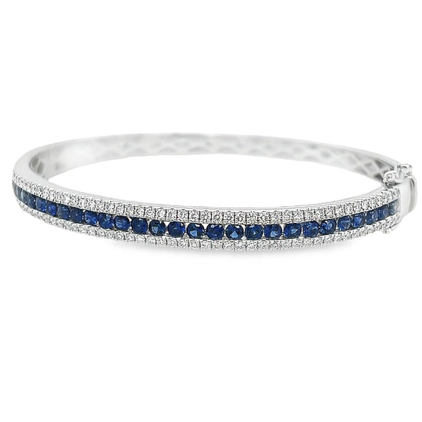 18K White Gold Sapphire & Diamond Bangle - Artelia Jewellery