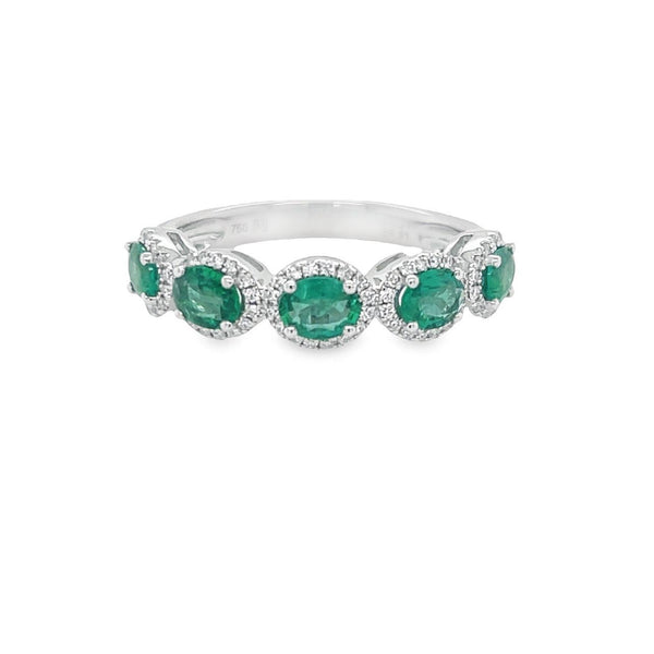 18K White Gold Emerald & Diamond Ring - Artelia Jewellery