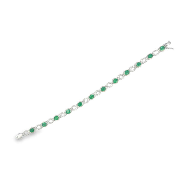 Contessa 18K White Gold Emerald & Diamond Bracelet - Artelia Jewellery