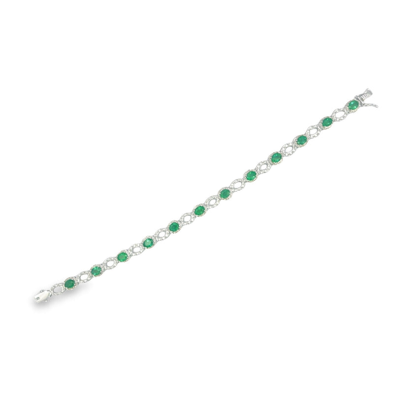 Contessa 18K White Gold Emerald & Diamond Bracelet