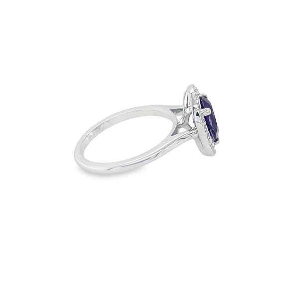 18K White Gold Amethyst & Diamond Ring - Artelia Jewellery