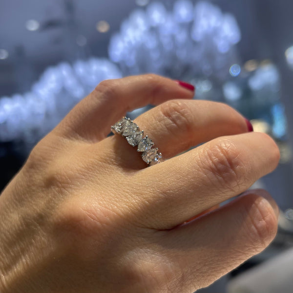 18K White Gold Pear Diamond Wedding Ring - Artelia Jewellery