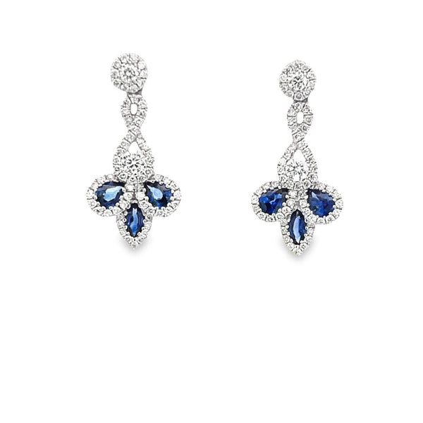 18K White Gold Diamond & Sapphire Earrings - Artelia Jewellery