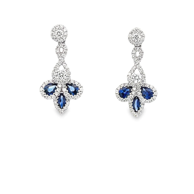 18K White Gold Diamond & Sapphire Earrings