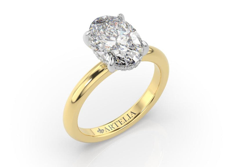 Lila Oval Diamond Solitaire Engagement Ring with hidden halo