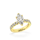 18K YELLOW GOLD MARQUISE DIAMOND SOLITAIRE WITH SIDE DIAMONDS