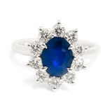 Artelia Blue Sapphire and Diamond Halo Ring