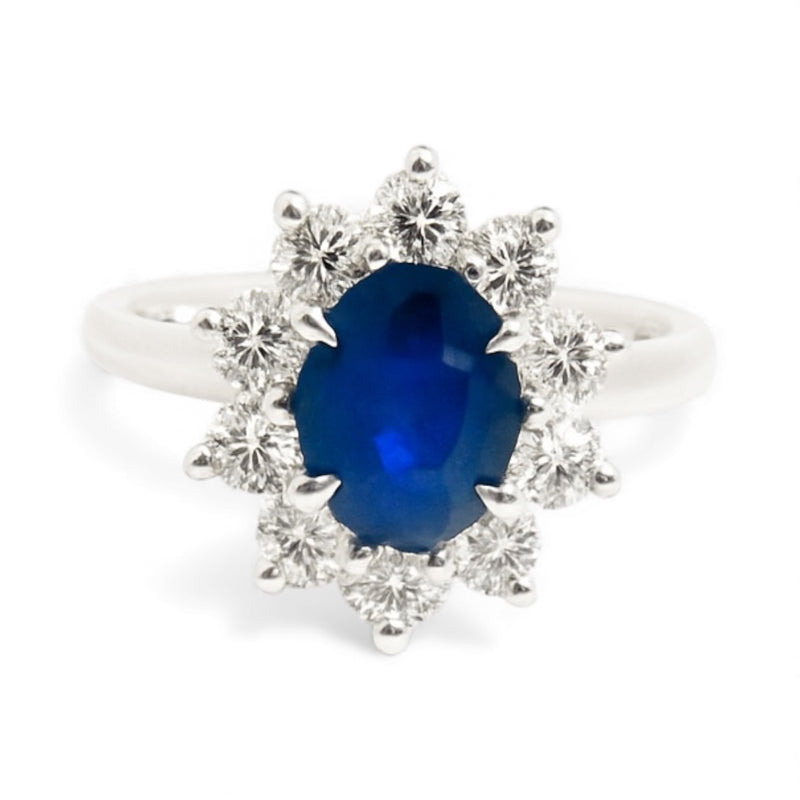 Artelia Blue Sapphire and Diamond Halo Ring