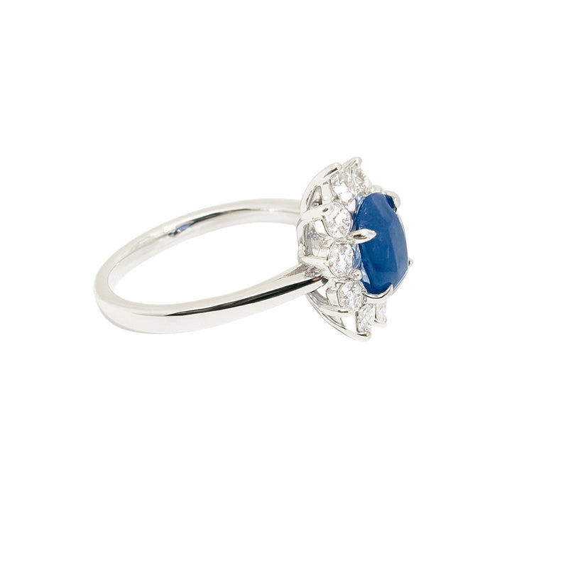 Artelia Blue Sapphire and Diamond Halo Ring