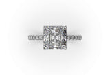 Princess Cut Lab Grown Diamond Ring With a Hidden Halo and Side Diamonds - Artelia Jewellery