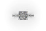 Princess Cut Lab Grown Diamond Ring With a Hidden Halo and Side Diamonds - Artelia Jewellery