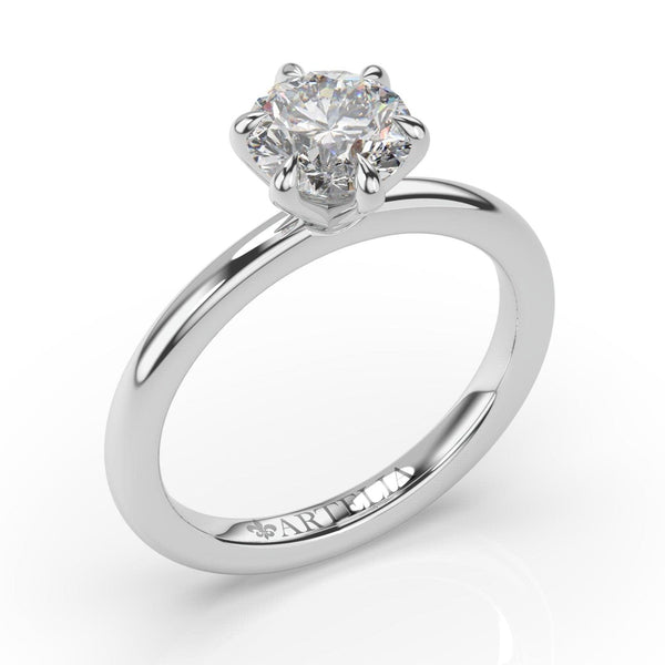 Round Solitaire Lab Diamond Engagement Ring with 6 claws