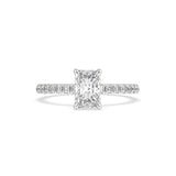 Elongated Radiant Lab Grown Diamond Engagement Ring With Side Diamonds