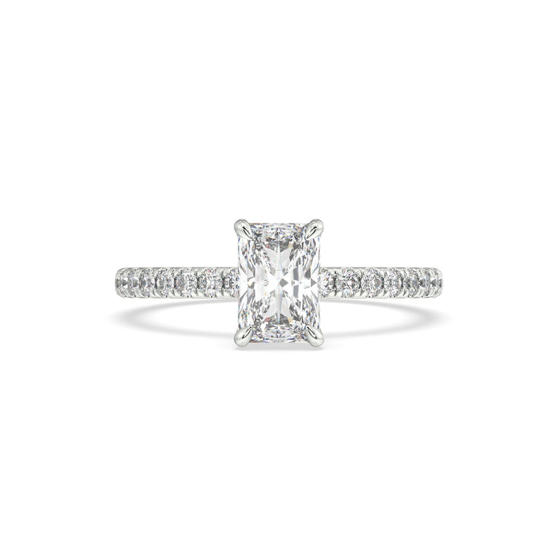 Elongated Radiant Lab Grown Diamond Engagement Ring With Side Diamonds