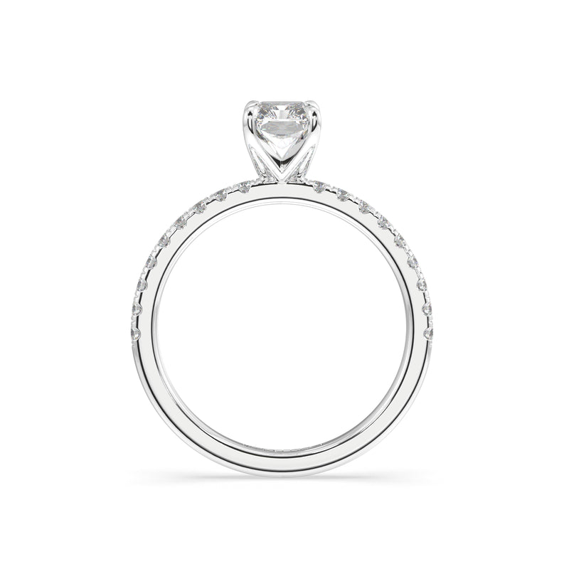 Elongated Radiant Lab Grown Diamond Engagement Ring With Side Diamonds