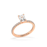 Elongated Radiant Lab Grown Diamond Engagement Ring With Side Diamonds