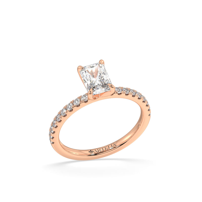 Elongated Radiant Lab Grown Diamond Engagement Ring With Side Diamonds