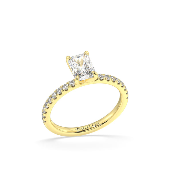 Elongated Radiant Lab Grown Diamond Engagement Ring With Side Diamonds