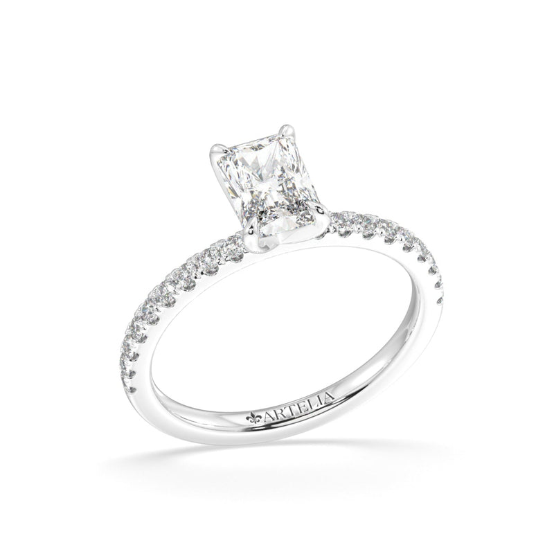 Elongated Radiant Lab Grown Diamond Engagement Ring With Side Diamonds
