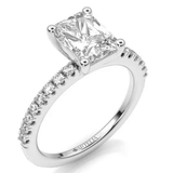 Elongated Radiant Lab Grown Diamond Engagement Ring With Side Diamonds - Artelia Jewellery