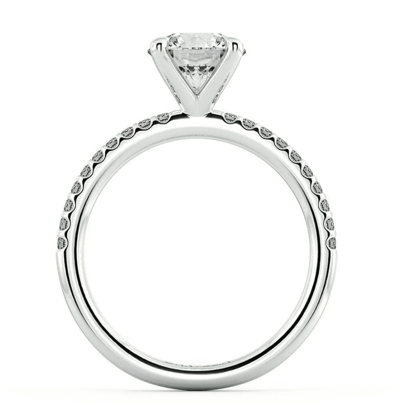 Lab Grown Round Brilliant Diamond Engagement Ring With Side Diamonds